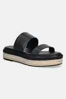 Kožené šľapky Calvin Klein FLATFORM WEDGE SLIDE - HE