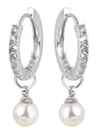 Troli Půvabné kruhové náušnice s krystaly a perlou 2v1 VREPE003SI
