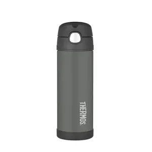 Thermos Dětská termoska s brčkem - černá 470 ml