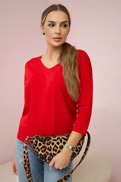 Red blouse with V-neck