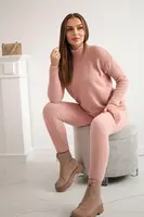 Two-piece set of alpaca sweaters dark powder pink