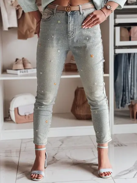 Dámske skinny rifle s kvetinovými perlami