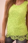 Kesi Dámska blúzka s čipkou bez rukávov zelený