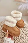 FR1 Snehové Topánky Pre Deti S Kožušinou A Vzorom Camel Melefia