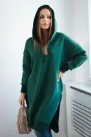 Insulated sweatshirt with slits on the sides in dark green color