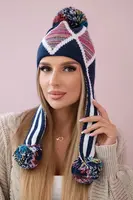 Women's cap with long ears Eunika K322 dark blue