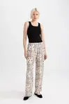 DEFACTO Fall In Love Regular Fit Paisley Patterned Viscose Beach Trousers