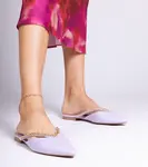 Gemre Fialové elegantné šľapky zdobené reťazou Gerita