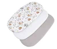 Medi Partners 3 – Pak – Fitted sheet for stroller – cotton – Jelonki – White – Gray