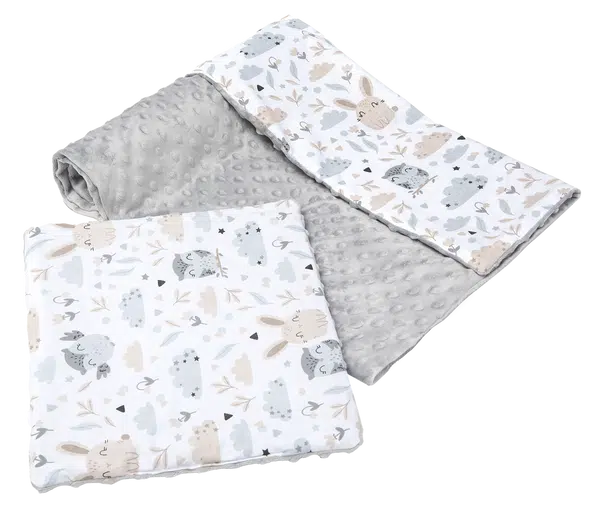 Medi Partners Quilt 75x100 + pillow 35x30 cotton + minky – Polana + gray Minky