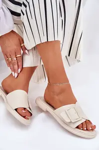 S. BARSKI Kožené Dámske Sandále S Prackou D&A Béžové