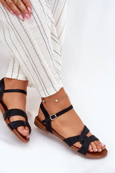 S. BARSKI Ploché Lesklé Dámske Sandále S.Barski