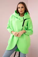 Mikina s krátkým zipem zelená neonová