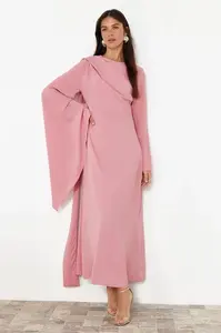 Trendyol Dusty Rose Shawl Detailed Evening Dress