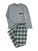 Trendyol Dlhé pyžamo  sivá / tmavozelená / čerešňová / biela