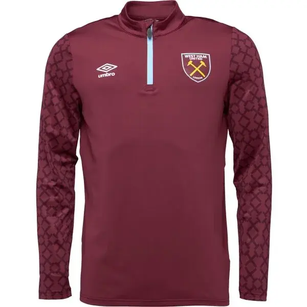 Umbro WEST HAM HOME PRE MATCH MIDLAYER TOP Pánská sportovní mikina, vínová, velikost XXL