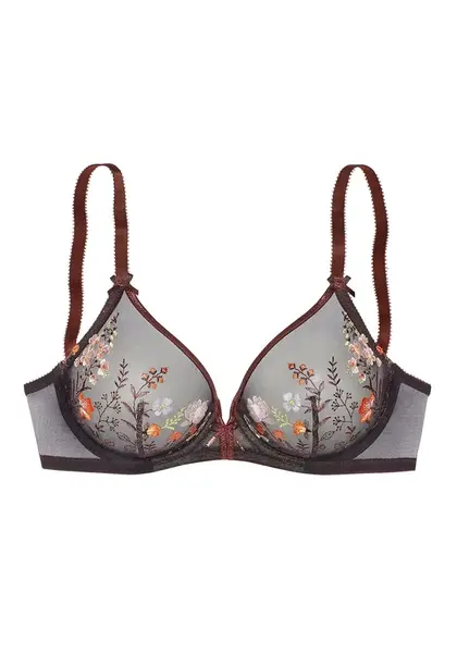 LASCANA Podprsenka  pastelovo fialová / oranžová / čierna