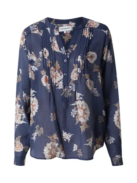 Lollys Laundry Blúzka  béžová / tmavomodrá / hnedá / oranžová