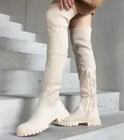 Gemre Beige fabric boots with matte finish Scarlett