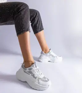 Gemre White sneakers with glitter inserts Rigel