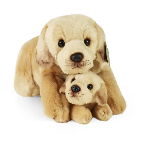 Plyšový pes labrador s mládětem ležící 25 cm ECO-FRIENDLY