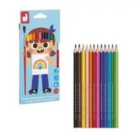 Janod Colorino Akvarelové barevné pastelky a štětec 12 barev