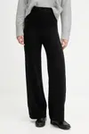 Kalhoty s příměsí vlny United Colors of Benetton černá barva, high waist, 102HDF00Z