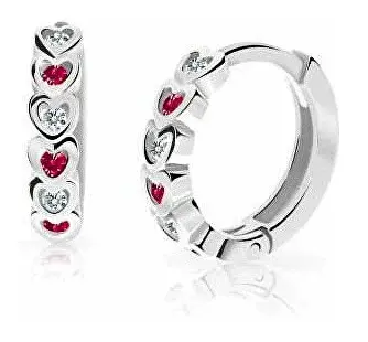 Cutie Jewellery Detské kruhové náušnice z bieleho zlata C3339-80-X-2 červená