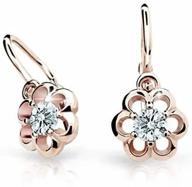 Cutie Jewellery Detské náušnice z ružového zlata C1947-10-X-4 biela