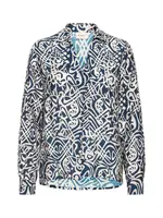 Fransa Blúzka 'FRAriana'  námornícka modrá / šedobiela