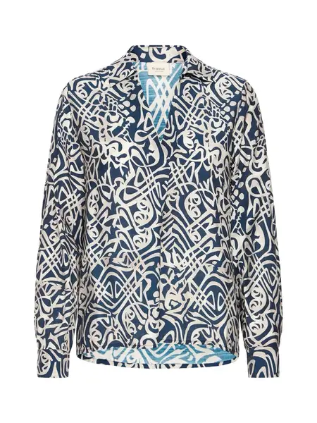 Fransa Blúzka 'FRAriana'  námornícka modrá / šedobiela