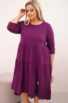 Plus size šaty s volány a ohrnutými rukávy
