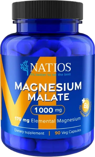 NATIOS Magnesium Malate 1000 mg + B6 90 kapslí