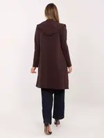 Dámský kabát s kapucí, tmavě hnědý