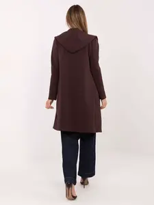 Dámský kabát s kapucí, tmavě hnědý