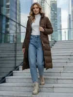 Dámská hnědá zimní bunda s kapucí