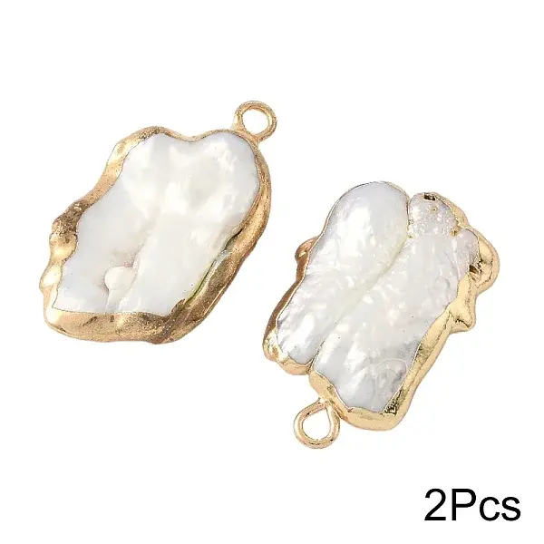 2Pcs Baroque Natural Keshi Pearl Pendants