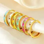 Brass Enamel Cuff Open Rings