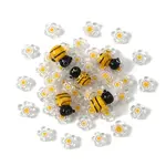 5Pcs Handmade 3D Bees Lampwork Beads & 50Pcs Flower Millefiori Glass Beads Sets