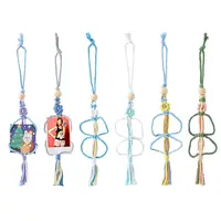 6Pcs 6 Colors Flower Polycotton Car Photo Pendant Decorations