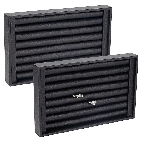 7-Slot Wooded with PU leather Ring Display Stands