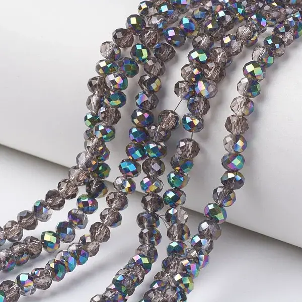 Electroplate Transparent Glass Beads Strands