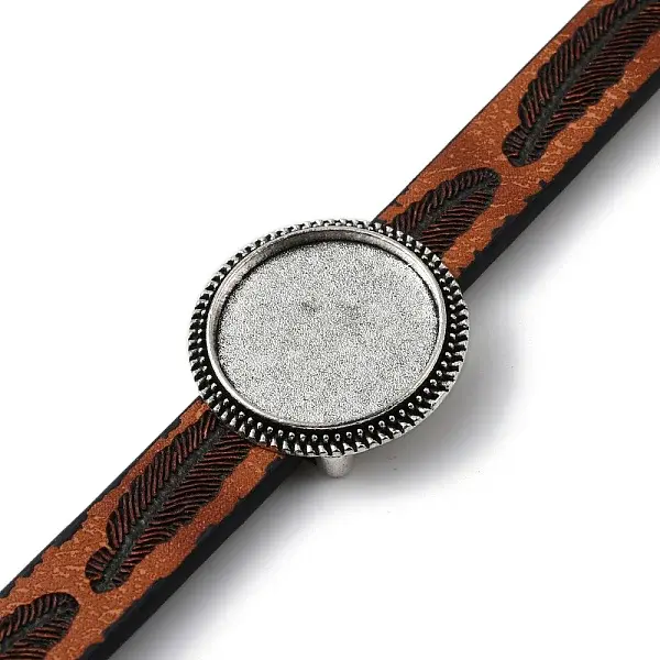 Alloy Flat Round Link Bracelet Settings fit for Cabochons