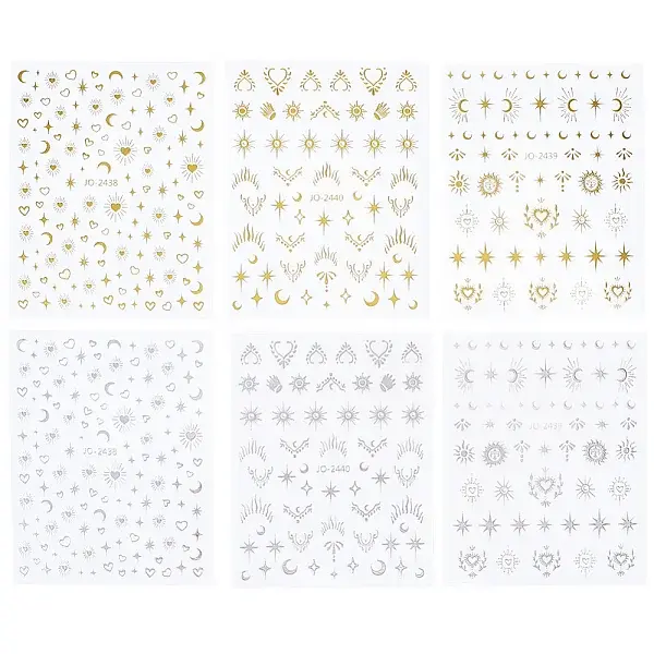 12Pcs 6 Styles Nail Art Stickers Decals