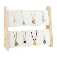 2-Layer Bamboo Slant Back Necklace Organizer Display Stands