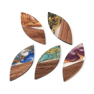 Opaque Resin & Walnut Wood Pendants