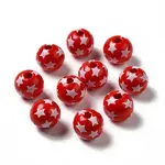 Independence Day Theme Printed Natural Wooden Beads