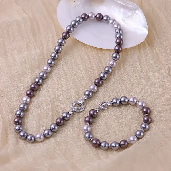 Glass Pearl Round Beaded Necklaces & Bracelets Sets for Women