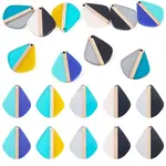 10Pcs 5 Colors Transparent & Opaque Resin & Wood Pendants