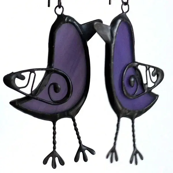 Bird Alloy Resin Dangle Earrings